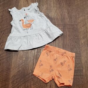 Carters Child Of Mine Baby Girl Matching Set Flamingo Pink Cotton Casual 0-3M